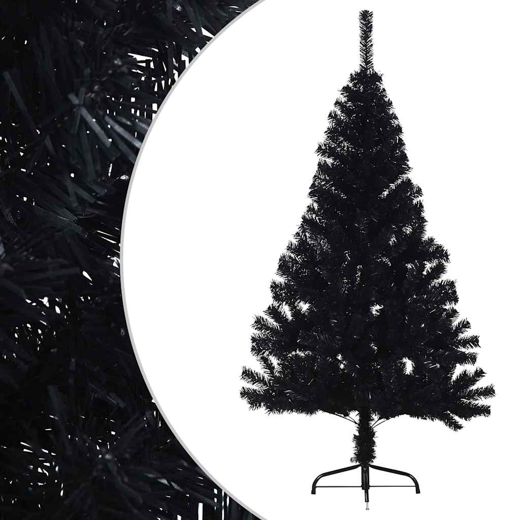 Vidaxl kunstkerstboom met standaard half 150 cm pvc zwart