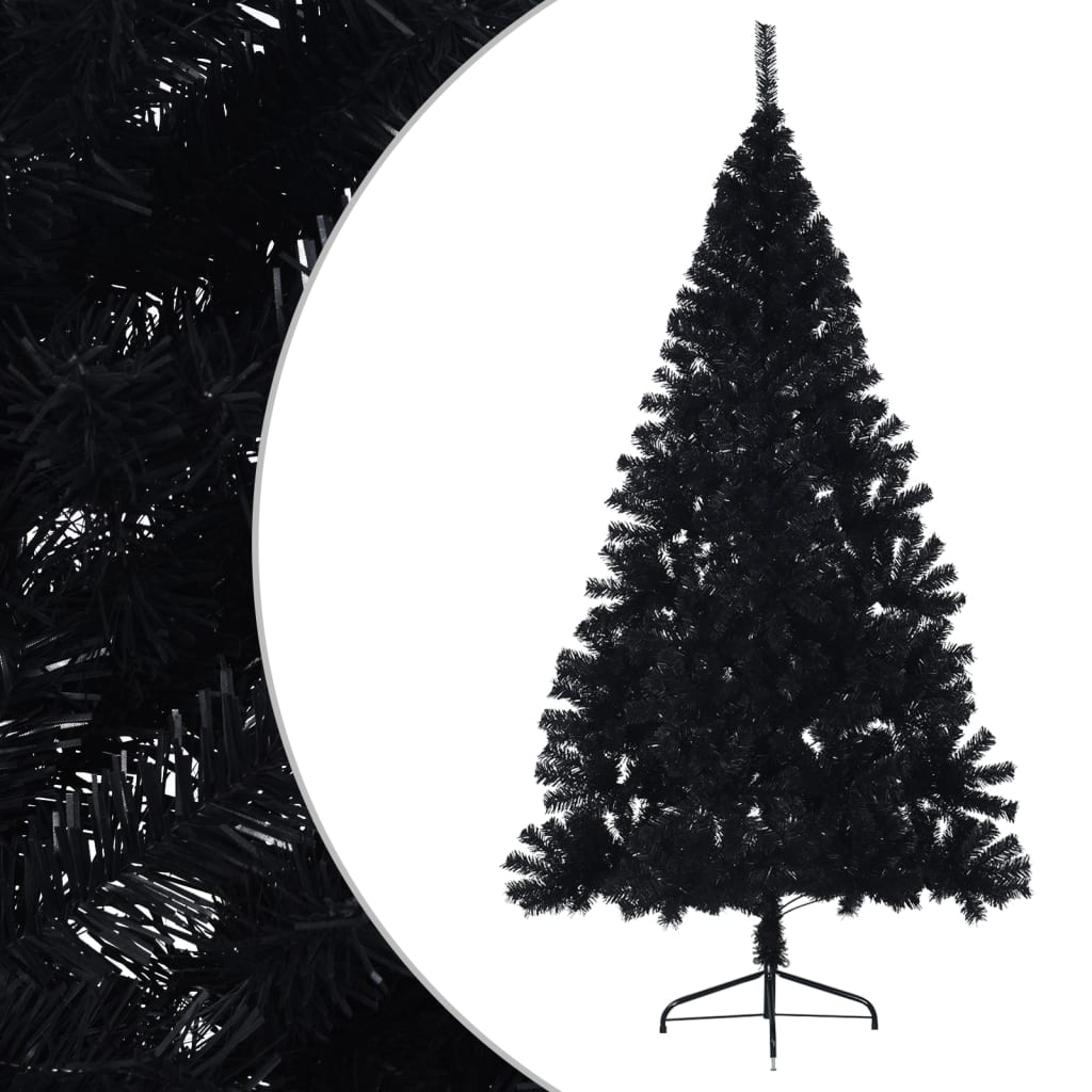 Vidaxl kunstkerstboom met standaard half 180 cm pvc zwart