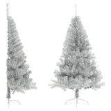 Vidaxl kunstkerstboom half met standaard 120 cm pet zilverkleurig