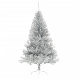 Vidaxl kunstkerstboom half met standaard 120 cm pet zilverkleurig