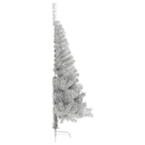 Vidaxl kunstkerstboom half met standaard 120 cm pet zilverkleurig