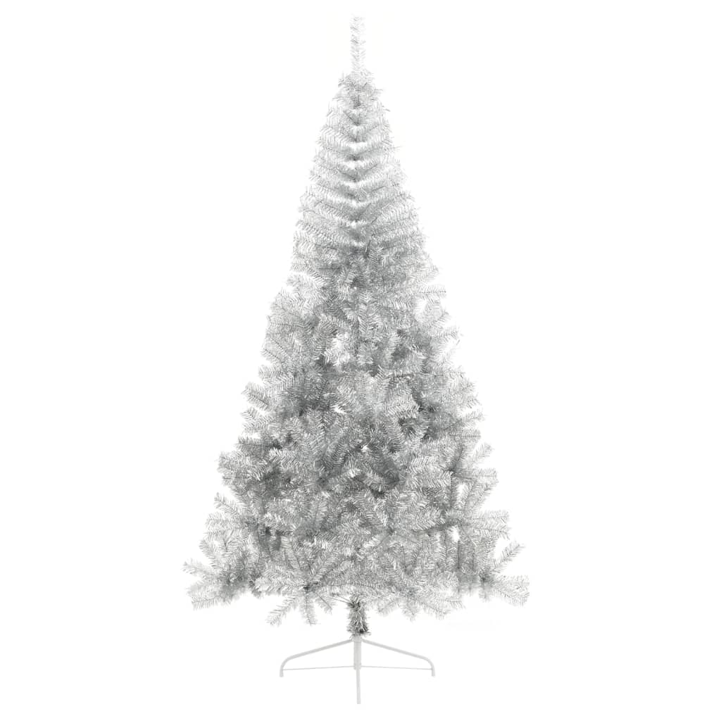 Vidaxl kunstkerstboom half met standaard 210 cm pet zilverkleurig