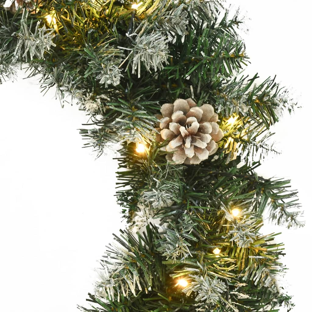 VidaXL Kerstkrans met LED-lampjes 45 cm PVC groen