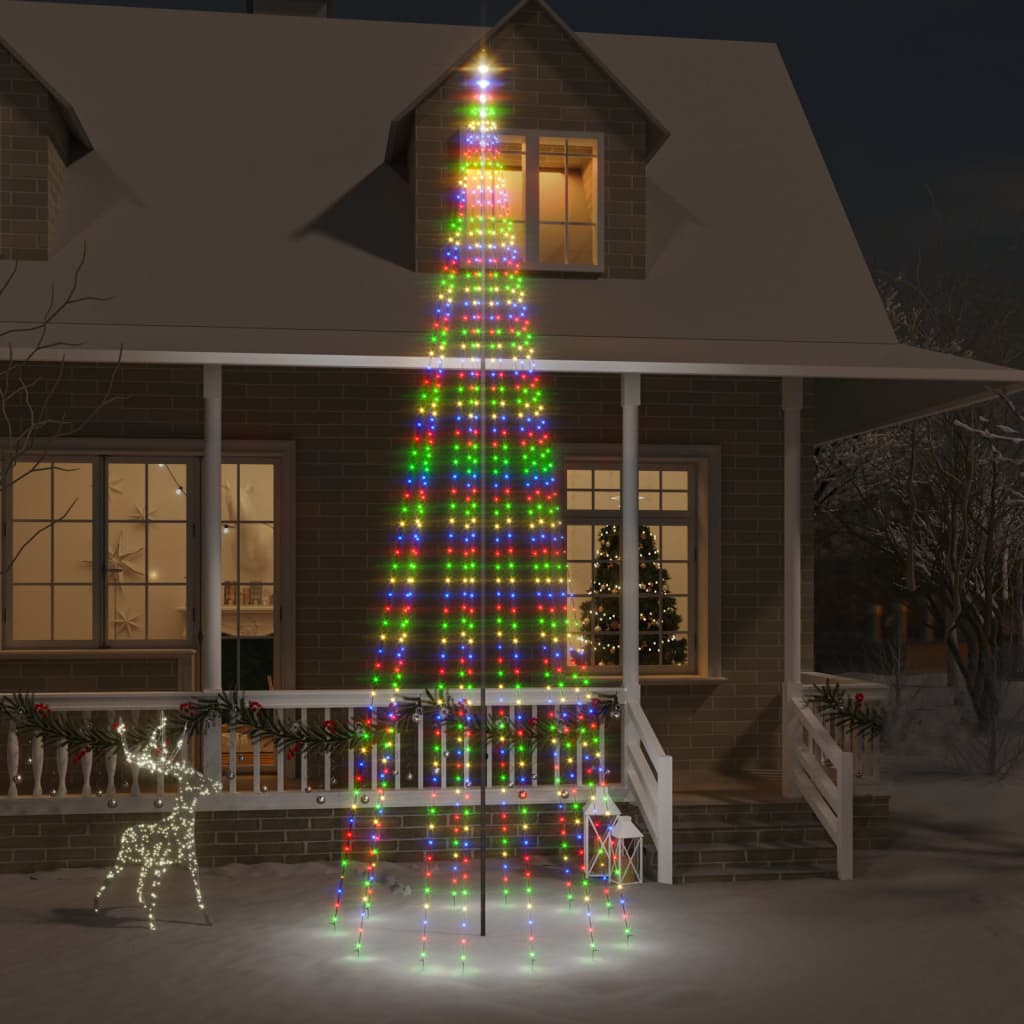 Vidaxl vlaggenmast kerstboom 732 led's meerkleurig 500 cm