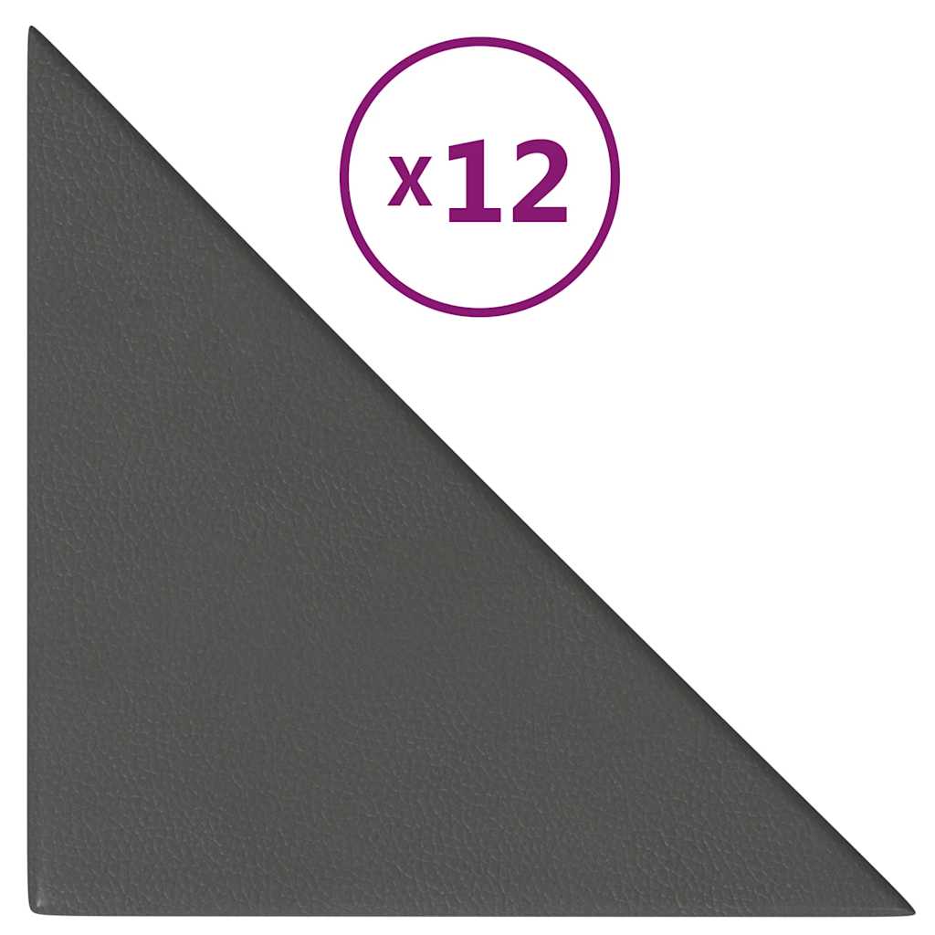 Vidaxl wandpanelen 12 st 0,54 m² 30x30 cm kunstleer grijs
