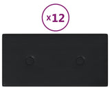 Vidaxl wandpanelen 12 st 0,54 m² 30x15 cm kunstleer zwart
