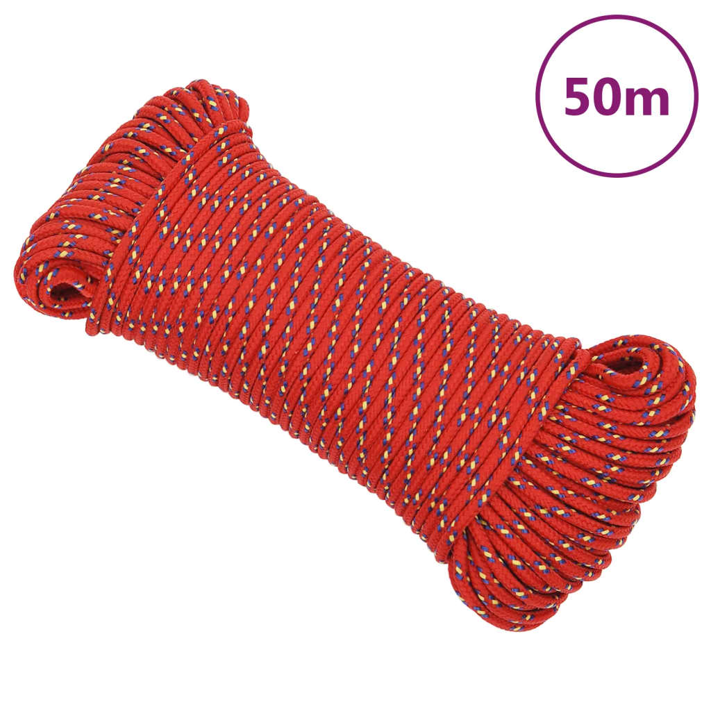 Vidaxl boottouw 5 mm 50 m polypropyleen rood