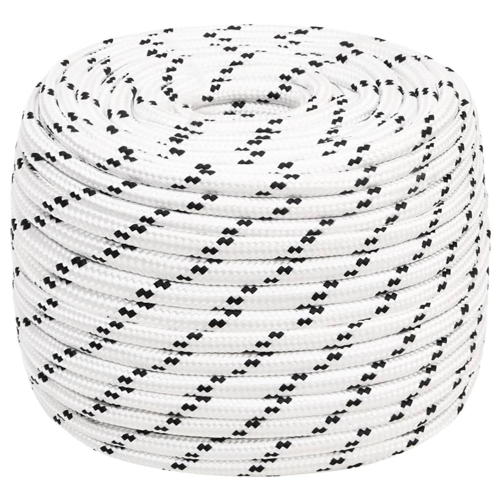 Vidaxl boottouw gevlochten 12 mmx25 m polyester wit