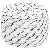 Vidaxl boottouw gevlochten 12 mmx25 m polyester wit