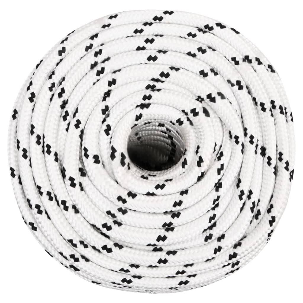Vidaxl boottouw gevlochten 12 mmx25 m polyester wit