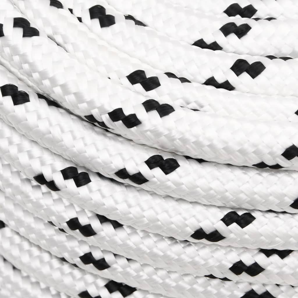 Vidaxl boottouw gevlochten 12 mmx25 m polyester wit