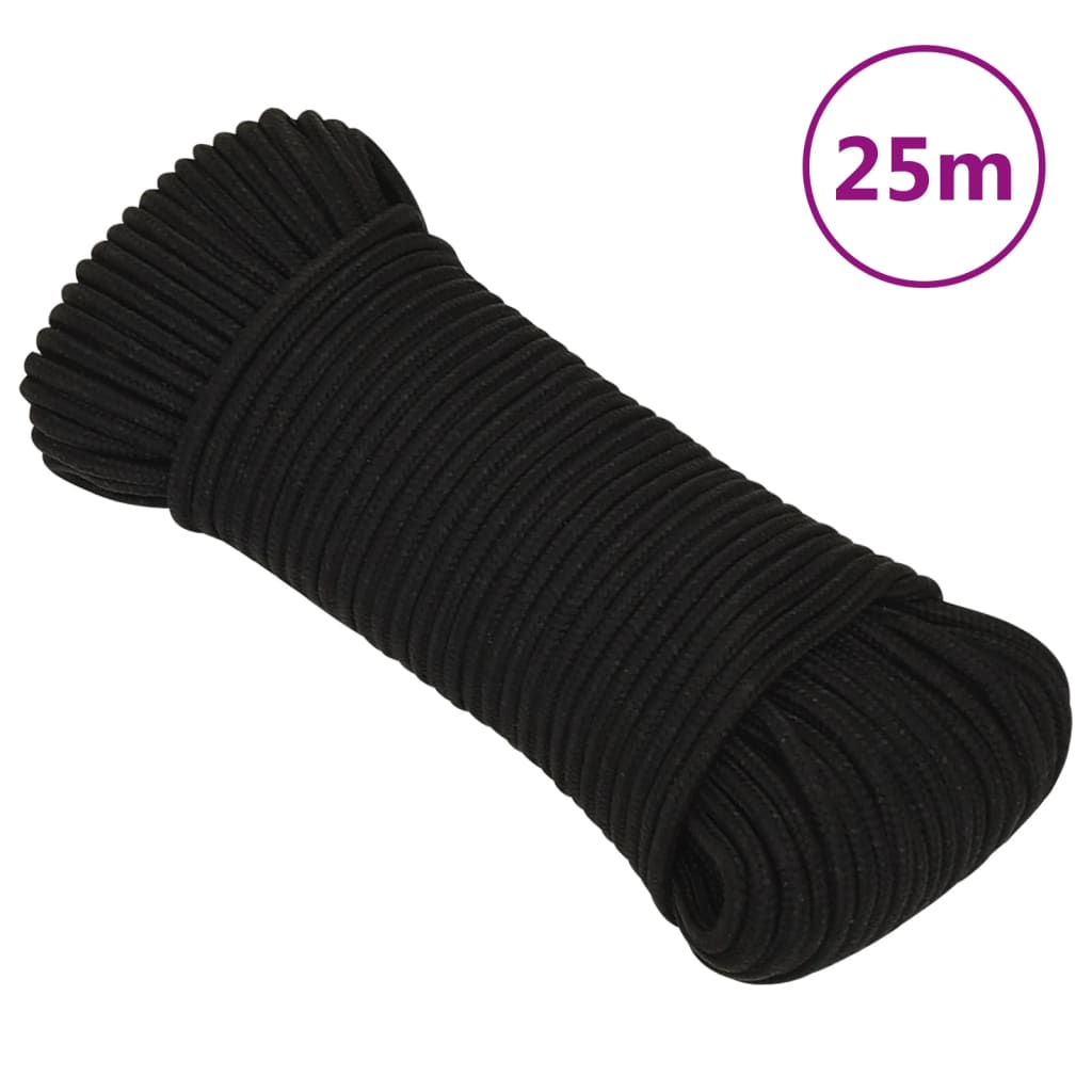 Vidaxl werktouw 3 mm 25 m polyester zwart