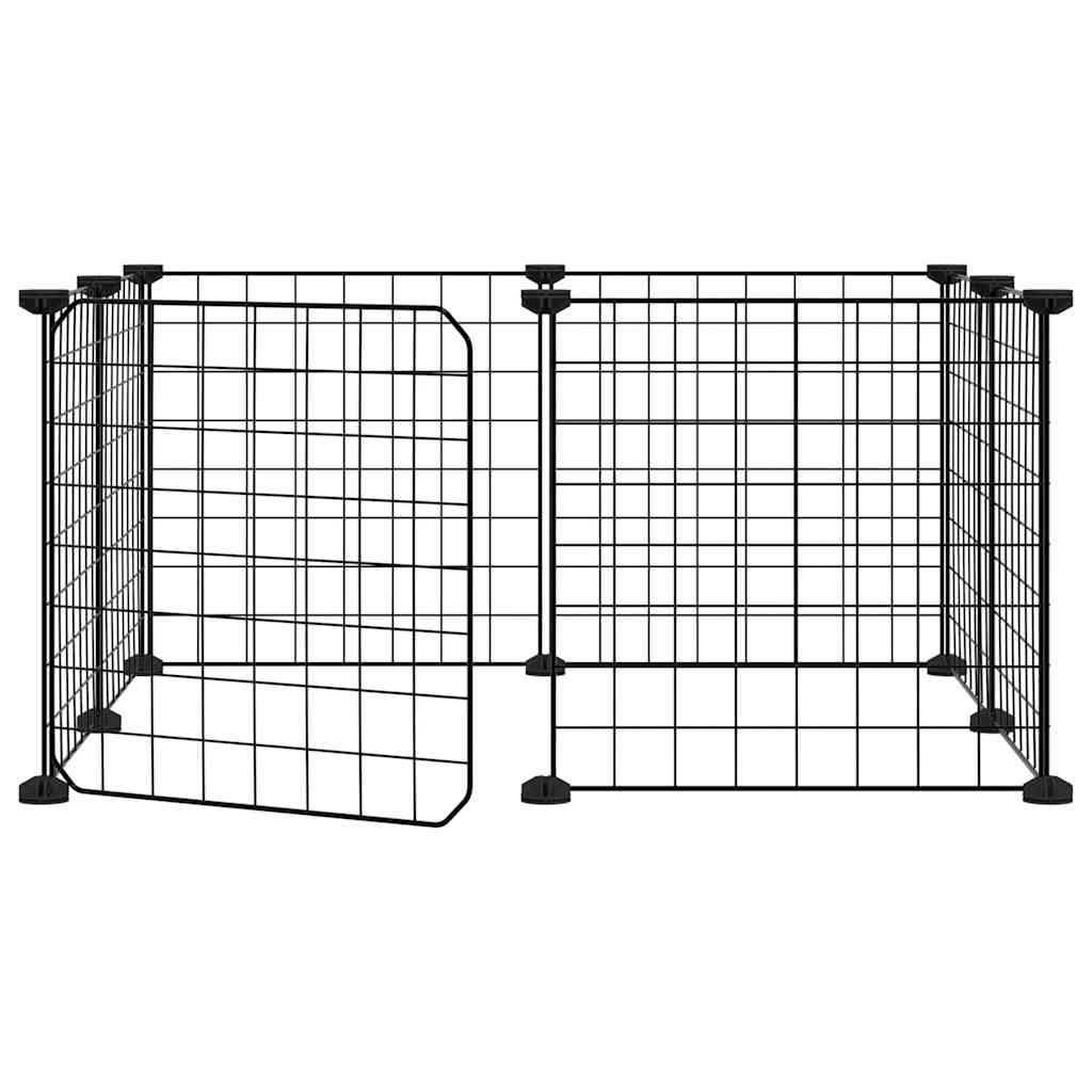 Vidaxl huisdierkooi met 8 panelen en deur, zwart 35x35 cm staal
