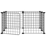 Vidaxl huisdierkooi met 8 panelen en deur, zwart 35x35 cm staal