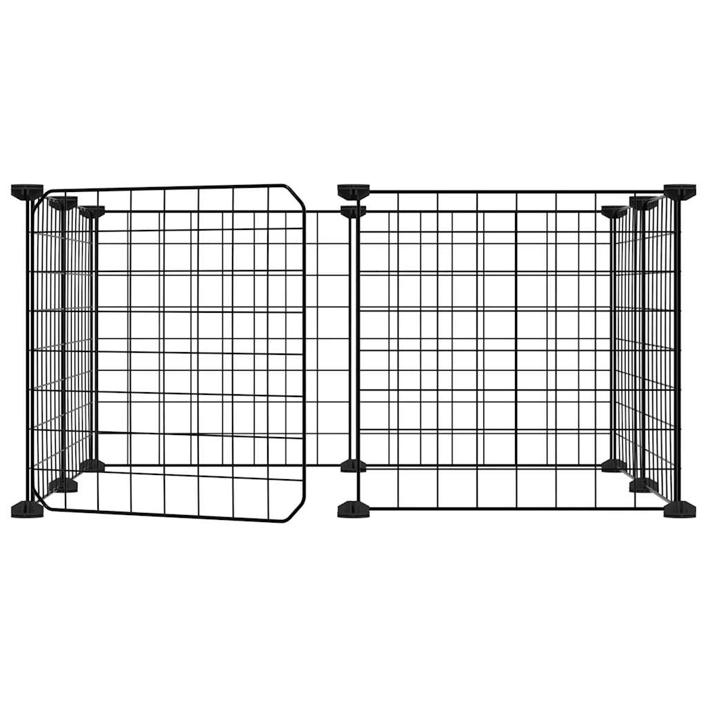 Vidaxl huisdierkooi met 8 panelen en deur, zwart 35x35 cm staal
