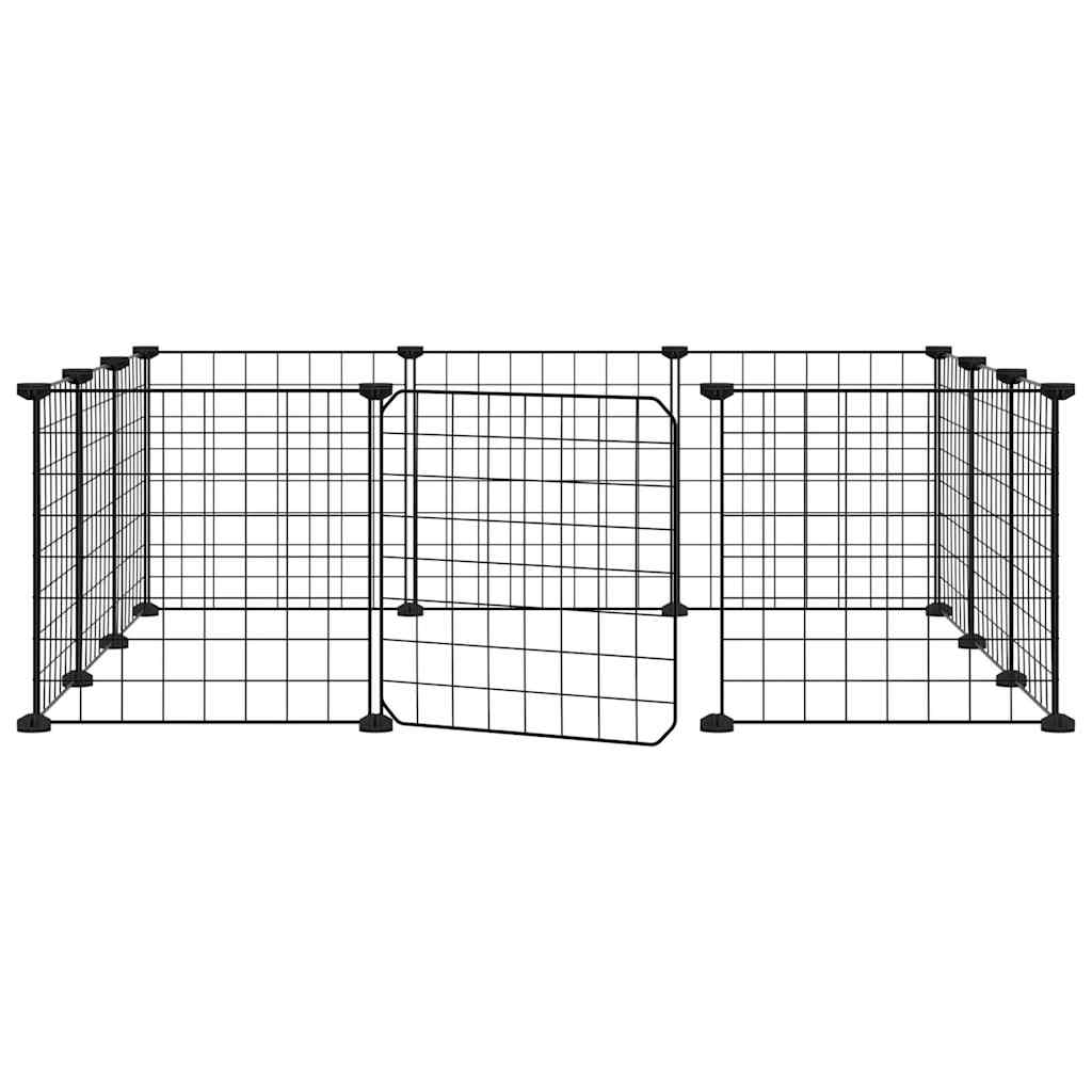 Vidaxl huisdierkooi met 12 panelen en deur, zwart 35x35 cm staal