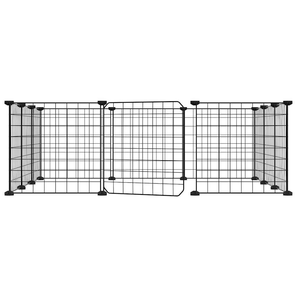 Vidaxl huisdierkooi met 12 panelen en deur, zwart 35x35 cm staal