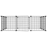 Vidaxl huisdierkooi met 12 panelen en deur, zwart 35x35 cm staal