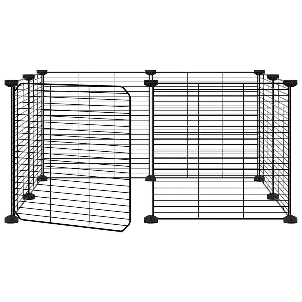 Vidaxl huisdierkooi met 8 panelen en deur, zwart 35x35 cm staal