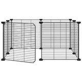 Vidaxl huisdierkooi met 8 panelen en deur, zwart 35x35 cm staal