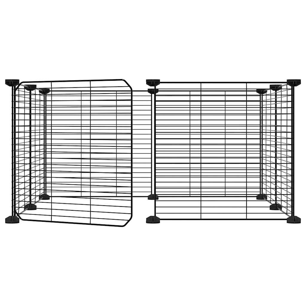 Vidaxl huisdierkooi met 8 panelen en deur, zwart 35x35 cm staal