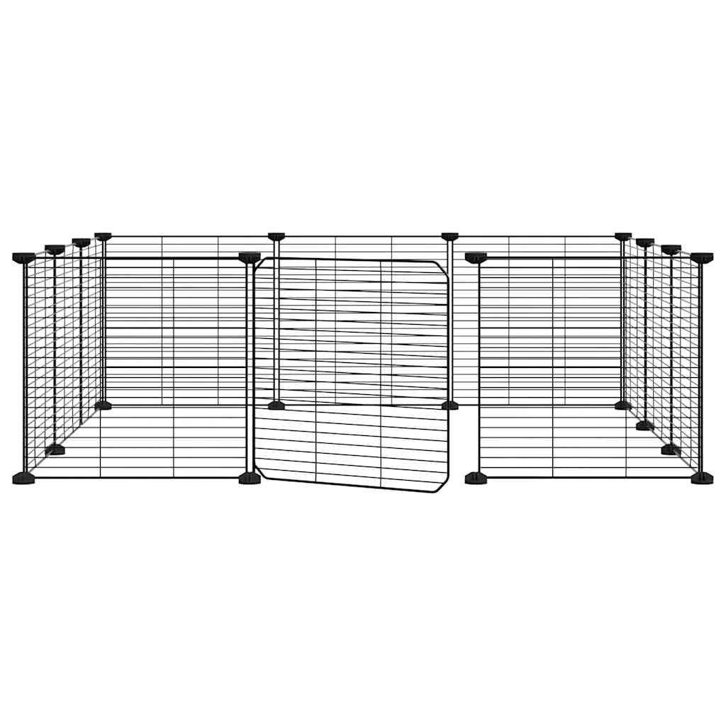Vidaxl huisdierkooi met 12 panelen en deur, zwart 35x35 cm staal