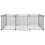 Vidaxl huisdierkooi met 12 panelen en deur, zwart 35x35 cm staal