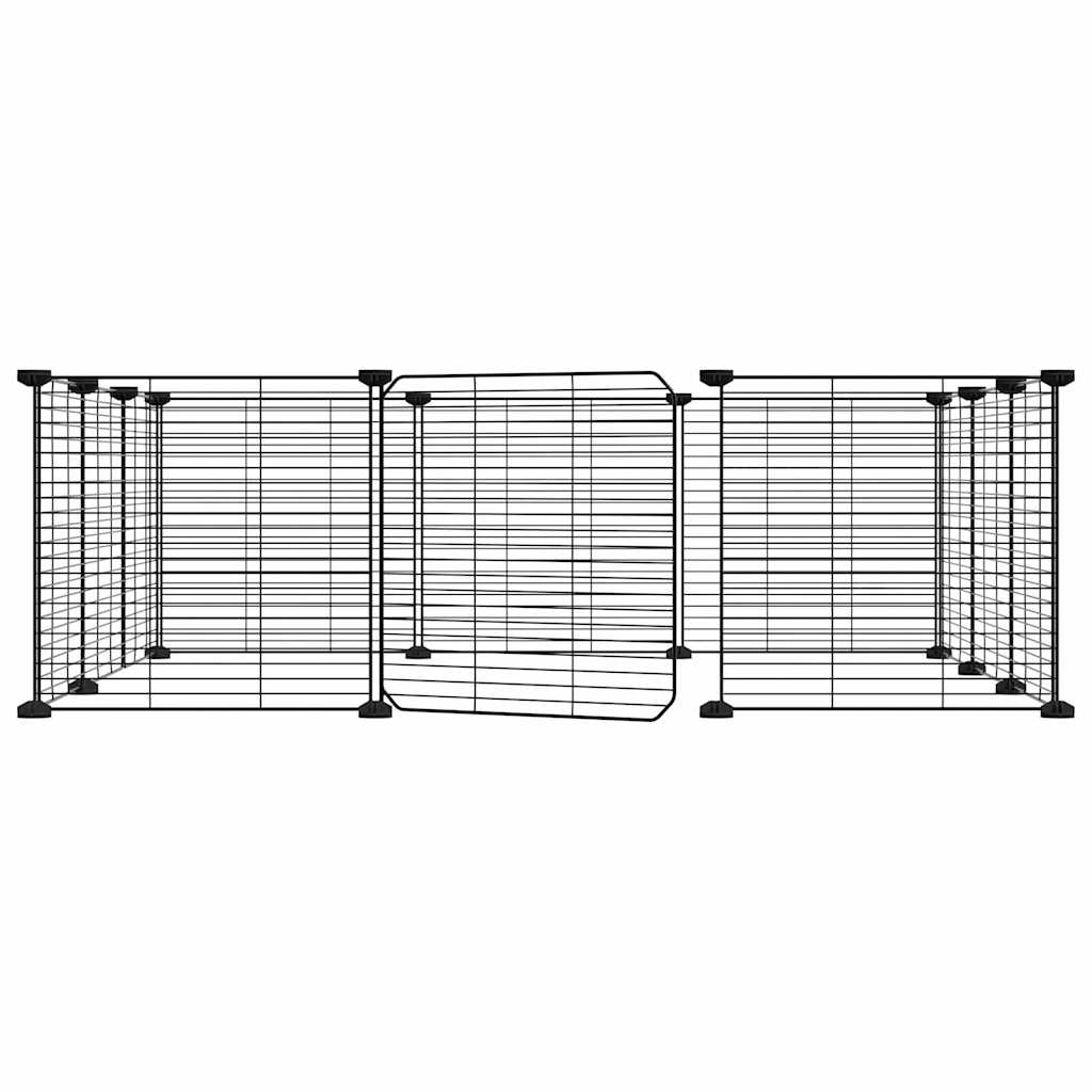 Vidaxl huisdierkooi met 12 panelen en deur, zwart 35x35 cm staal