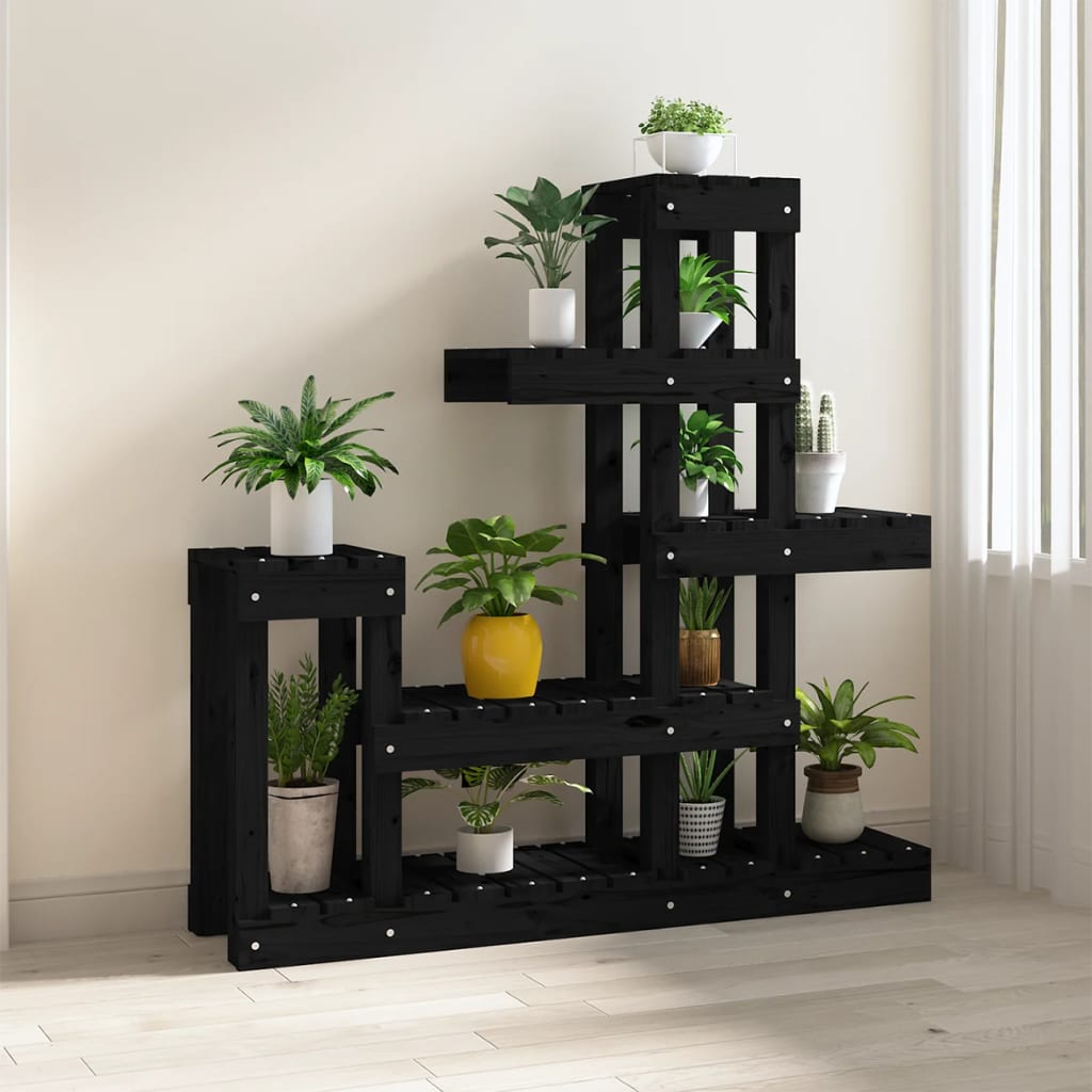 VidaXL Plantenstandaard 92x25x97 cm massief grenenhout zwart
