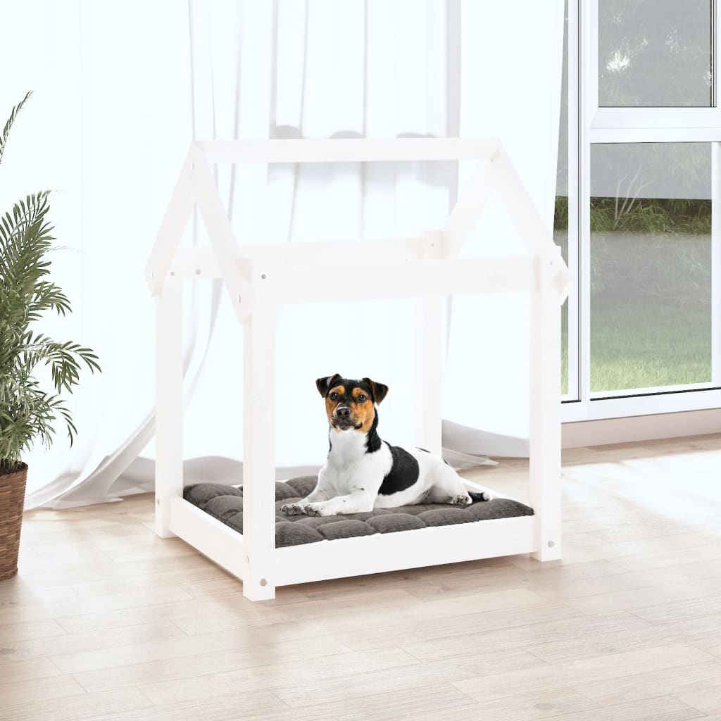 Vidaxl hondenbed 61x50x70 cm massief groenhout wit