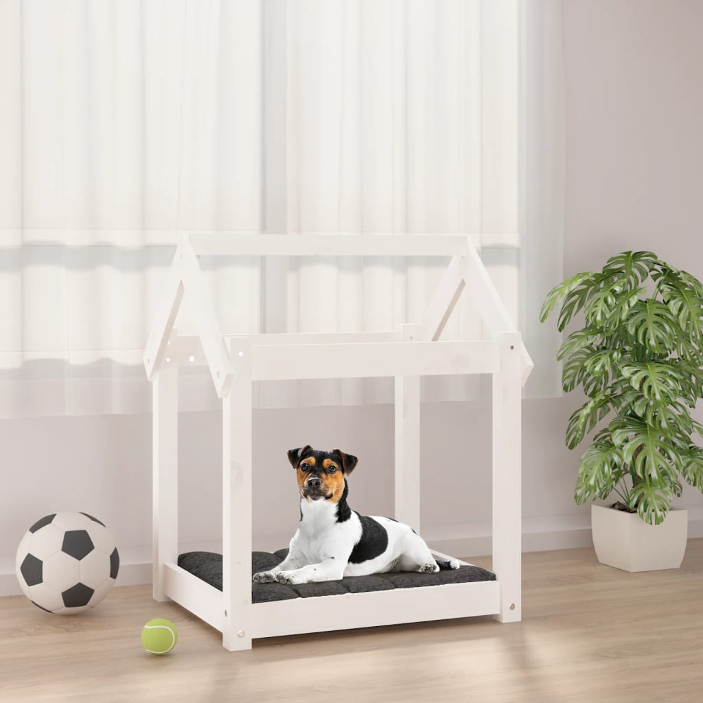 Vidaxl hondenbed 61x50x70 cm massief groenhout wit
