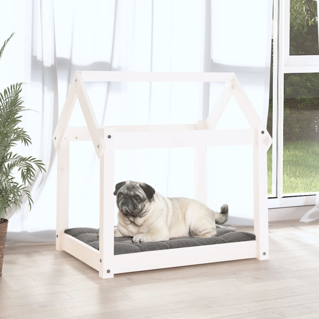 Vidaxl hondenbed 71x55x70 cm massief groenhout wit