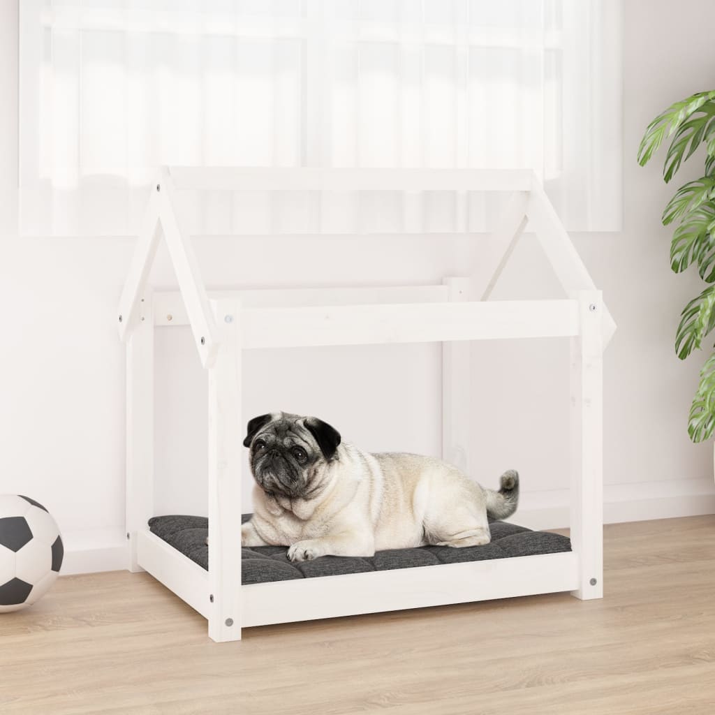 Vidaxl hondenbed 71x55x70 cm massief groenhout wit