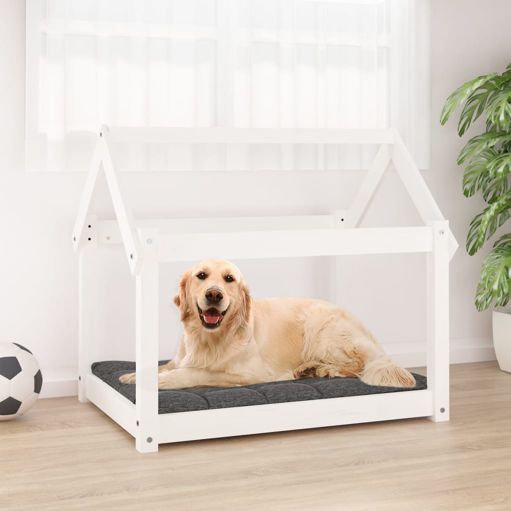 VidaXL Hondenbed 81x60x70 cm massief groenhout wit
