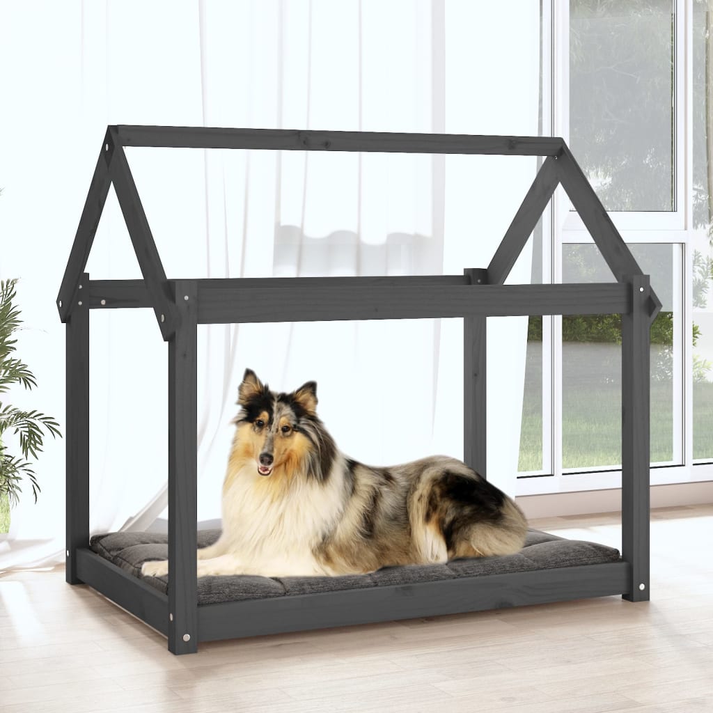Vidaxl hondenbed 101x70x90 cm massief groenenhout grijs