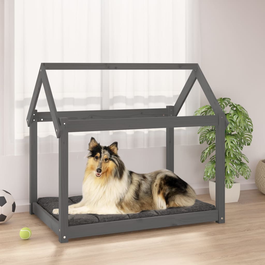 Vidaxl hondenbed 101x70x90 cm massief groenenhout grijs