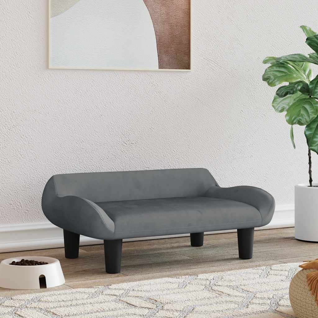 Vidaxl hondenmand 70x40x24 cm fluweel donkergrijs