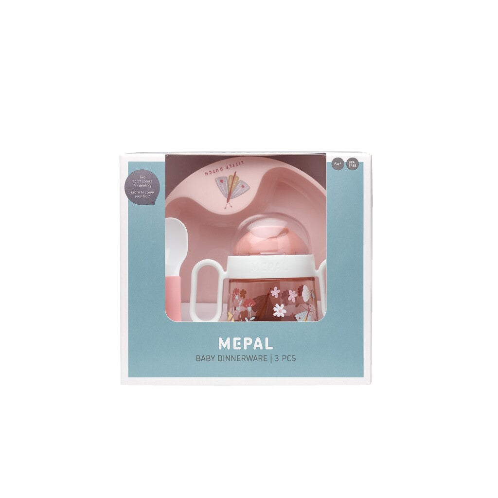Mepal servies little dutch flowers and butterflies 3-delig roze