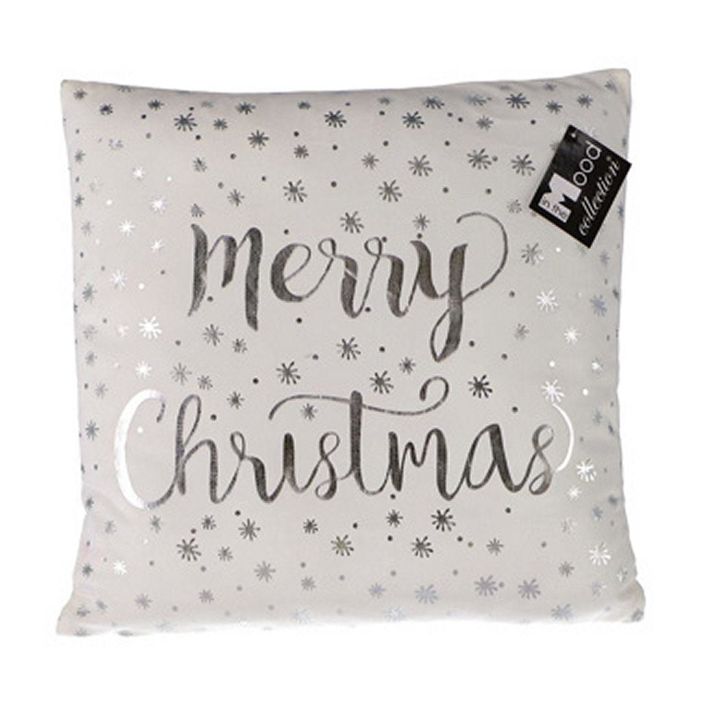 In the mood collection merry christmas kussen wit 40x40x10 cm