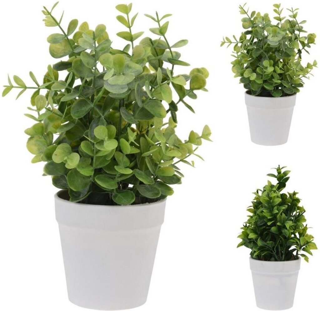 Diverse kunstplant in bloempot groen 25cm