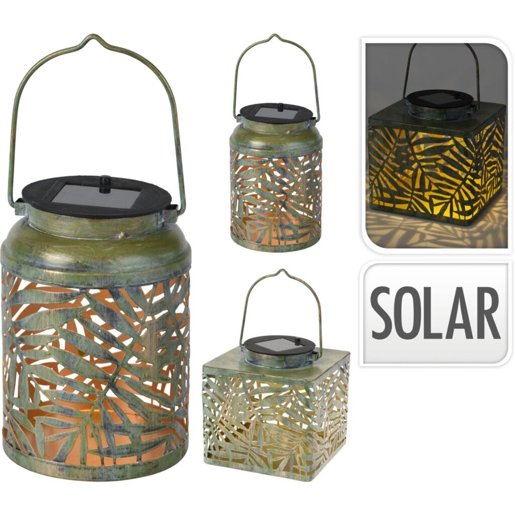 Excellent houseware solar lantaarn metaal 2 verschillende uitvoeringen
