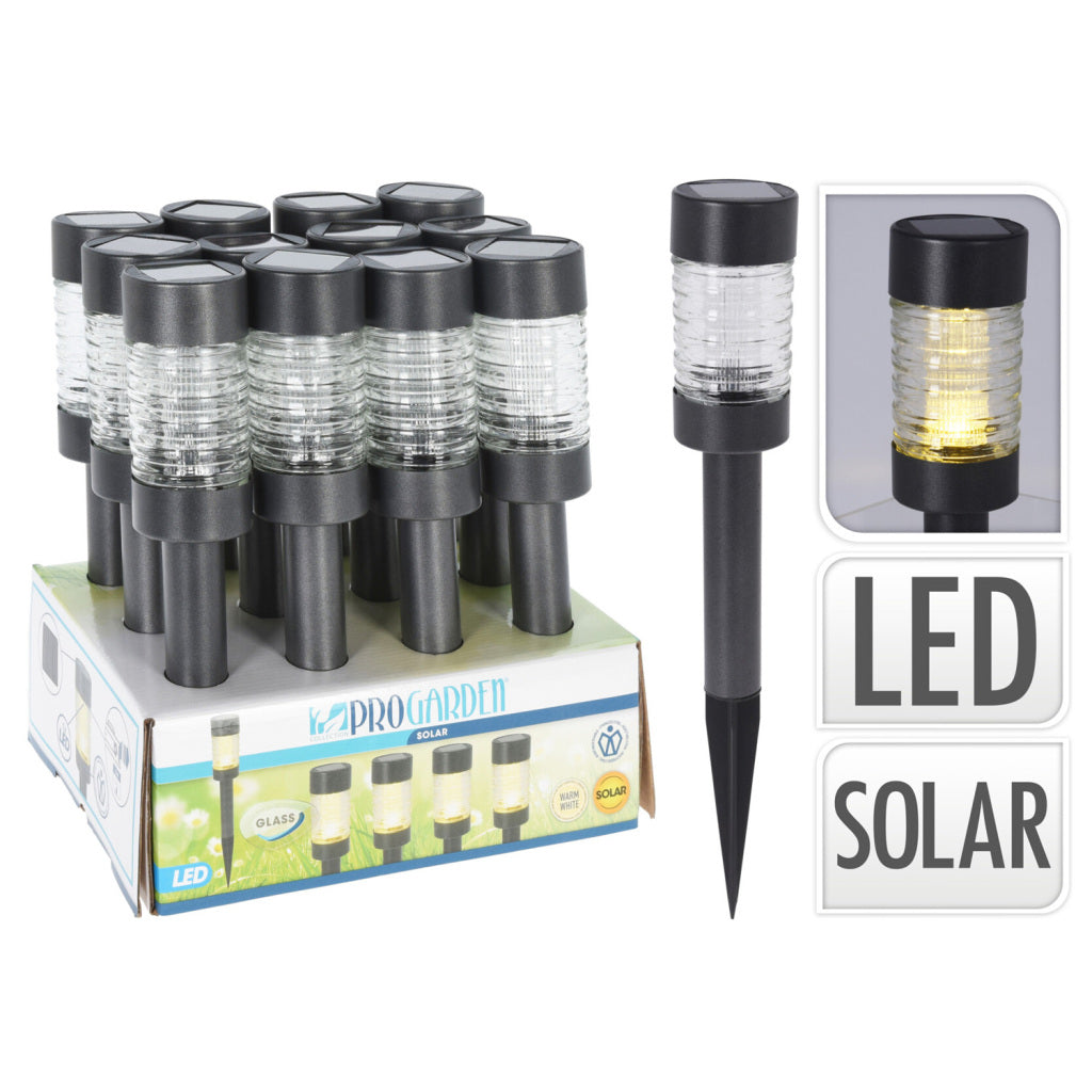 Pro garden solarlamp antraciet rvs glas