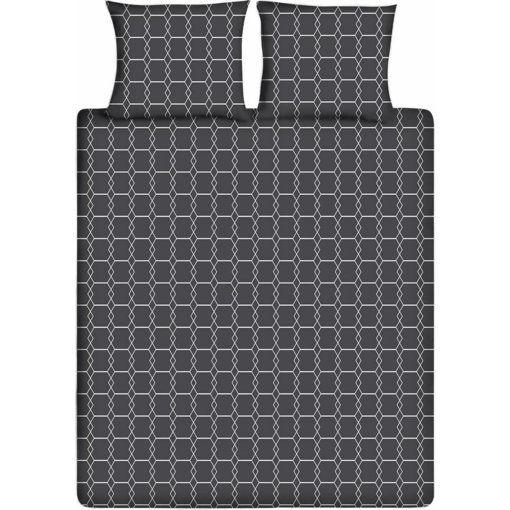 Ten cate katoenen eenpersoons dekbedovertrek 140x200 220 cm graphic antraciet