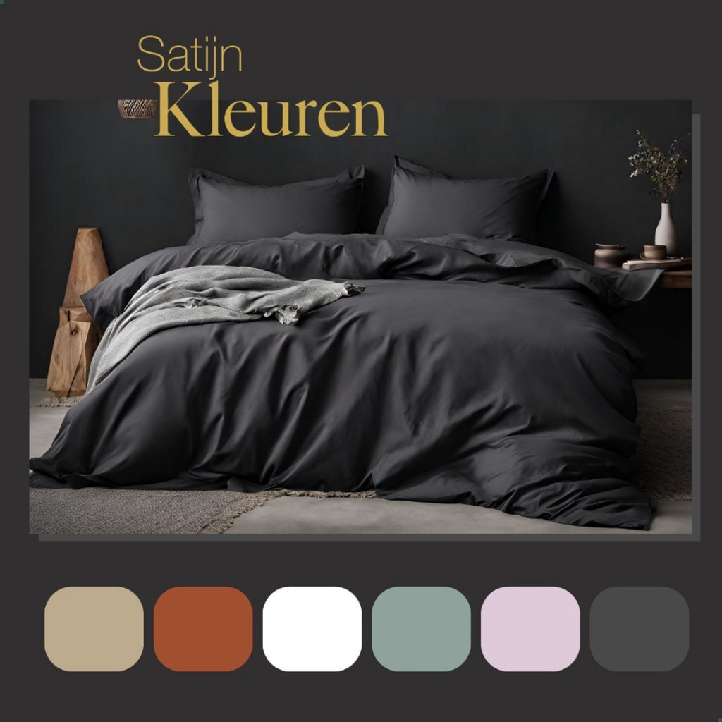 Ten cate katoen satijnen lits-jumeaux dekbedovertrek 240x200 220 cm antraciet