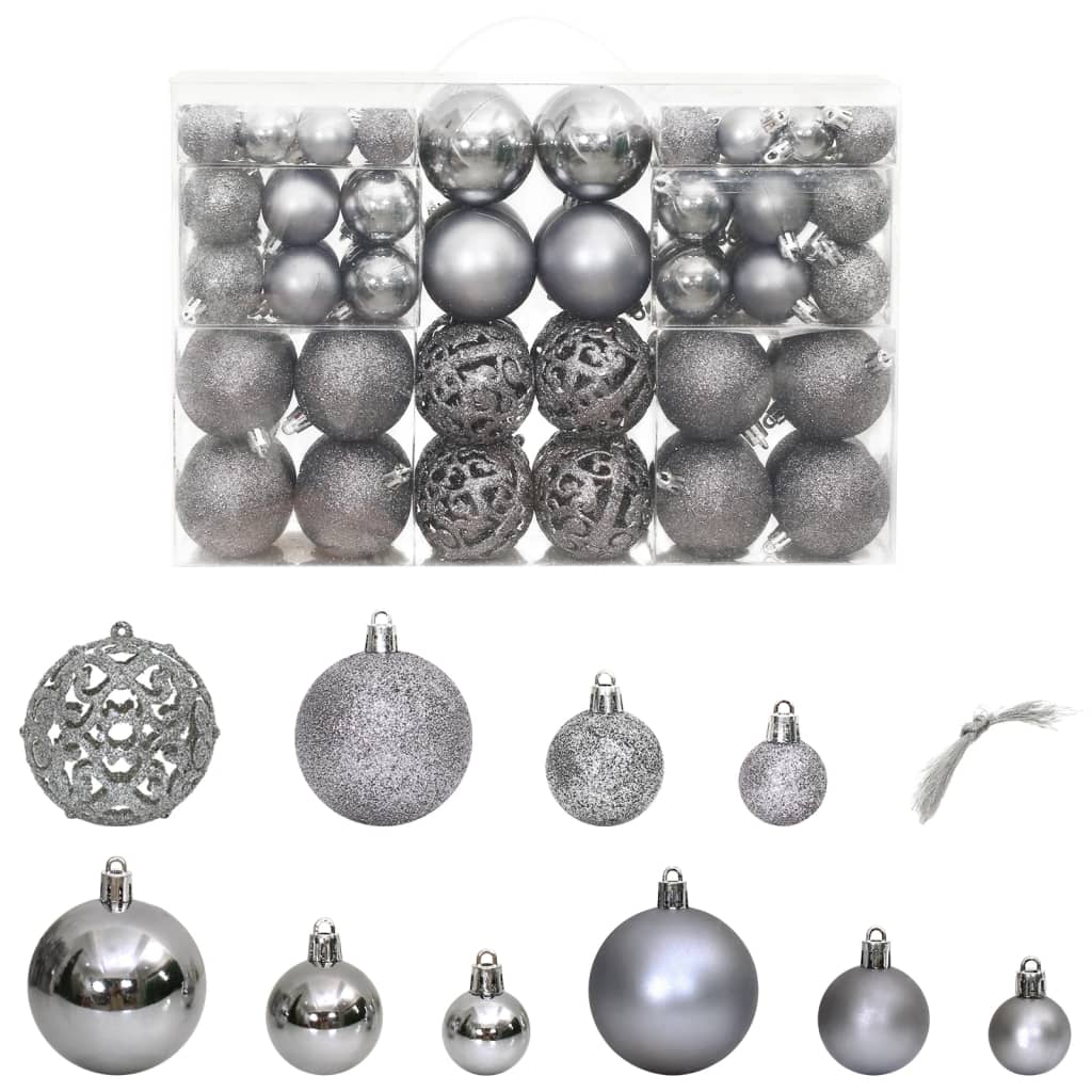 Vidaxl kerstballen 100 st 3 4 6 cm grijs