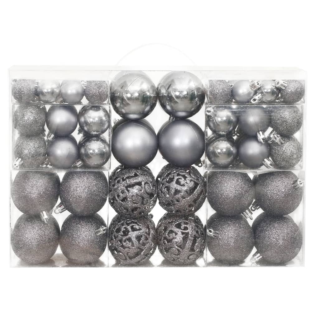 Vidaxl kerstballen 100 st 3 4 6 cm grijs