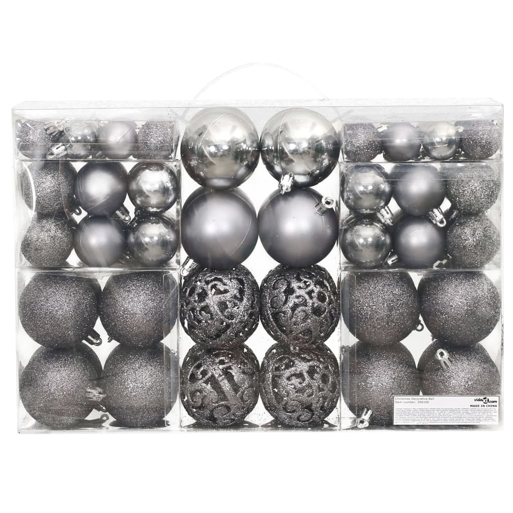 Vidaxl kerstballen 100 st 3 4 6 cm grijs