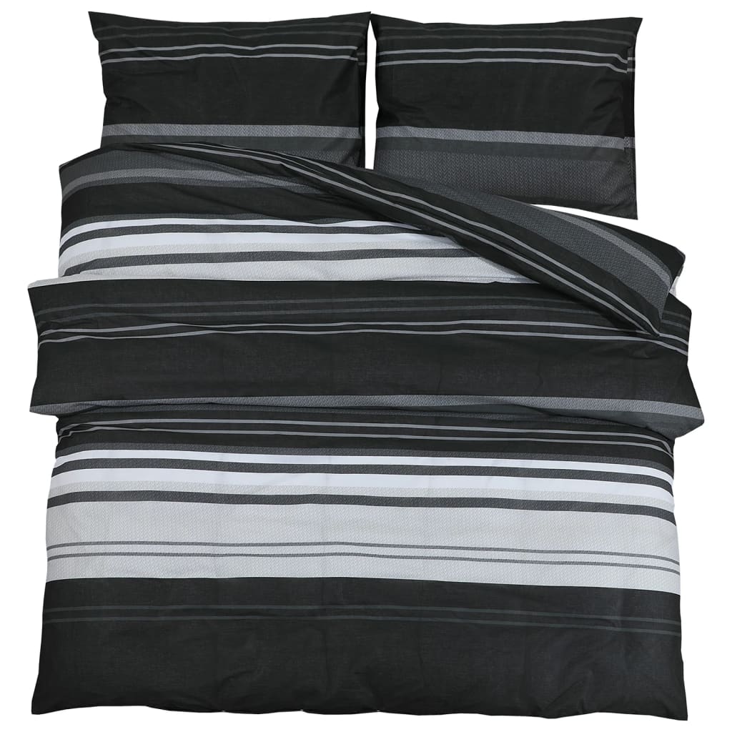 Vidaxl dekbedovertrekset 260x240 cm katoen zwart en wit