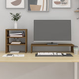 Vidaxl monitorstandaard 81x20x30 cm massief grenenhout honingbruin