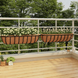 Vidaxl muurbakken 2 st met kokosvezel 91x20x23 cm staal zwart